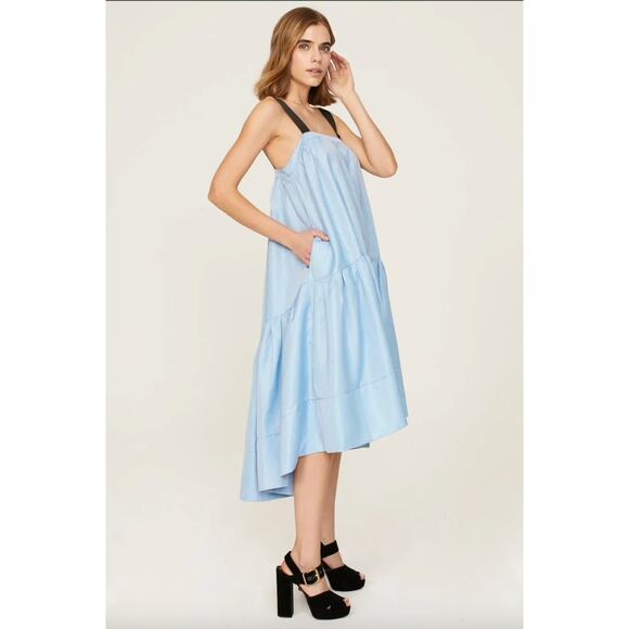 Adam Lippes x RTR Sleeveless Square Neckline High Low Swing Dress Size 14 - Picture 2 of 10